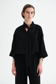 Siva crepe georgette blouse - Black