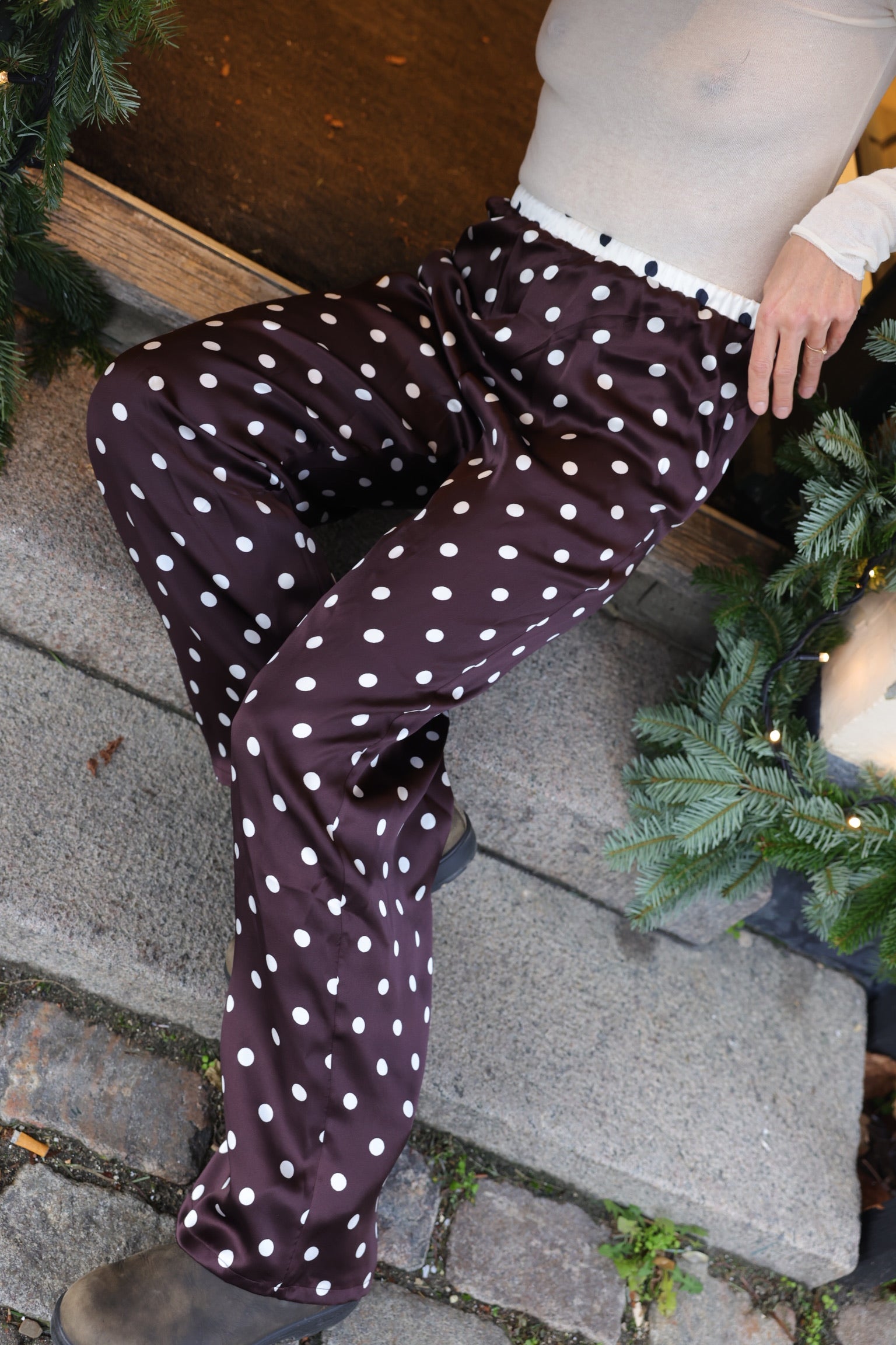 Anais silke bukser - Polka dot