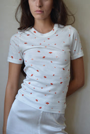 June boatneck t-shirt - rød vifte