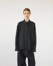 Fine wool oversize shirt - Navy