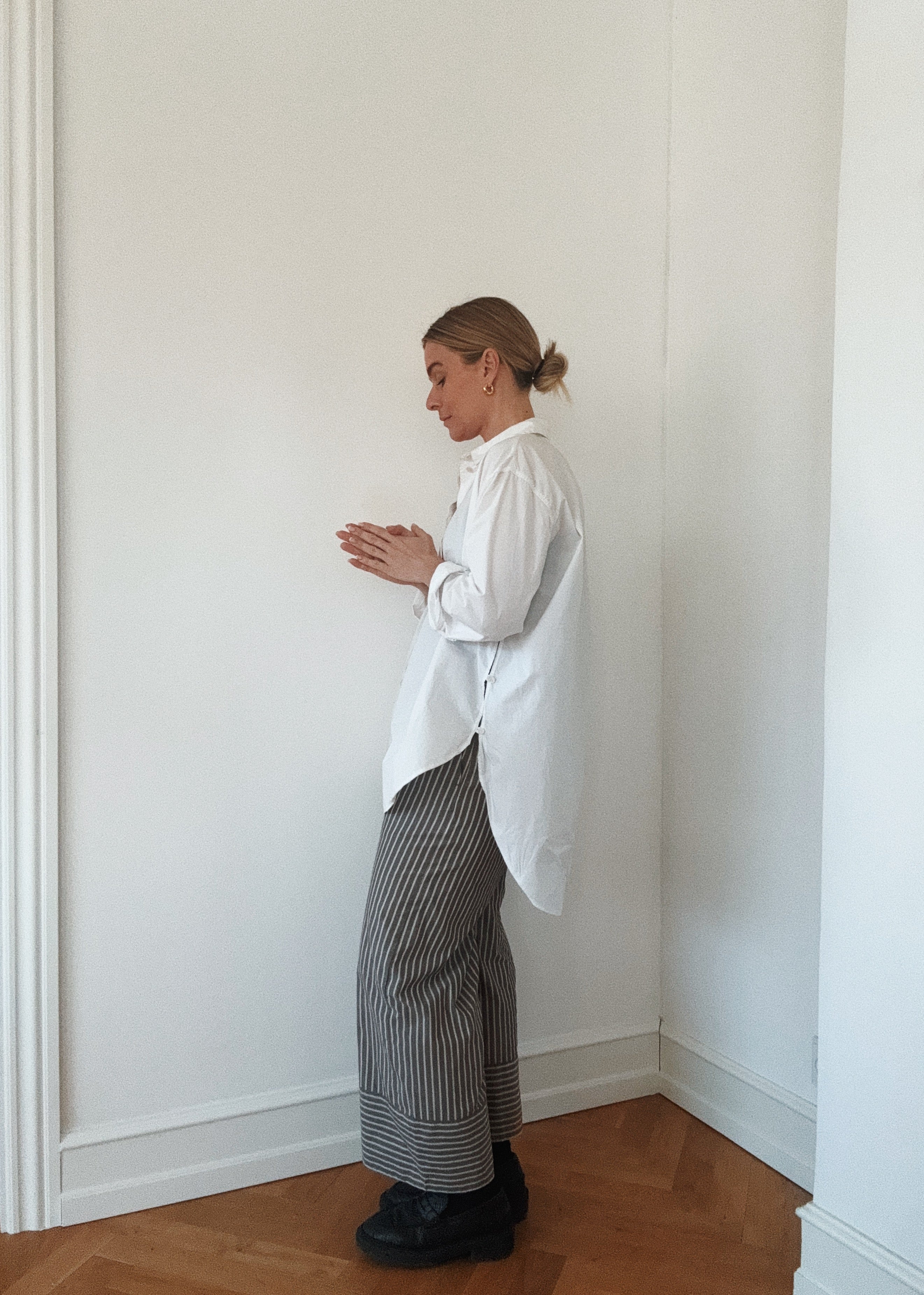 Shelby garment dyed poplin skjorte - hvid
