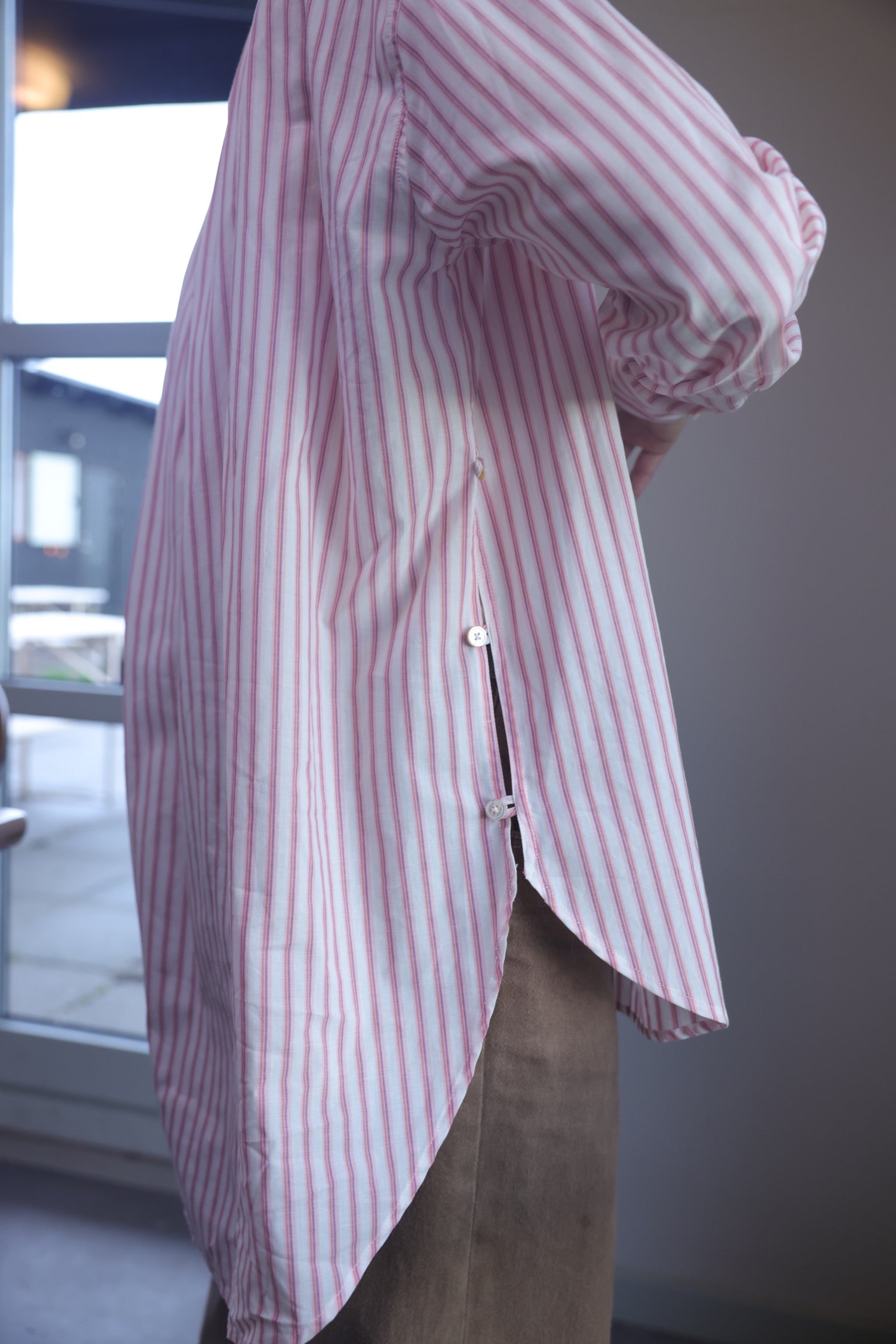 Shelby cotton-silk shirt - Red pink stripe