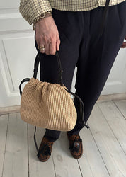 Eva medium bag - natural raffia x testa moro