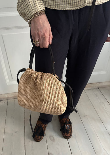 Eva medium bag - natural raffia x testa moro