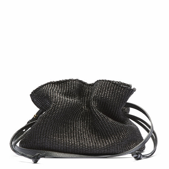 Camilla large bucket bag - black raffia