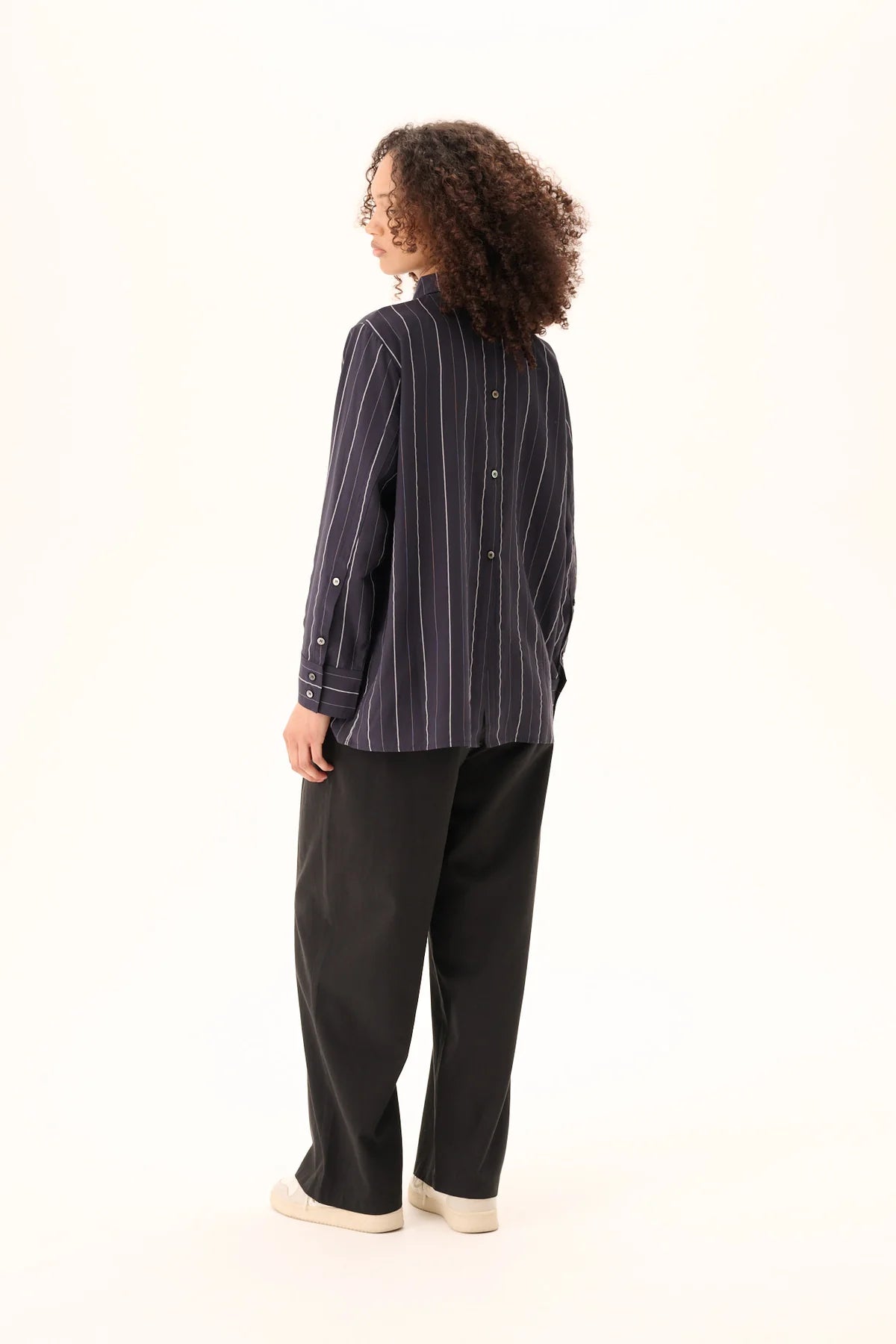 Seira striped tencel shirt - dark navy stripe