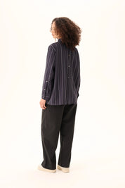 Seira striped tencel shirt - dark navy stripe