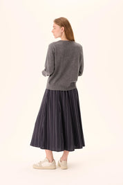 Pilar striped tencel skirt - dark navy stripe