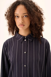 Seira striped tencel shirt - dark navy stripe