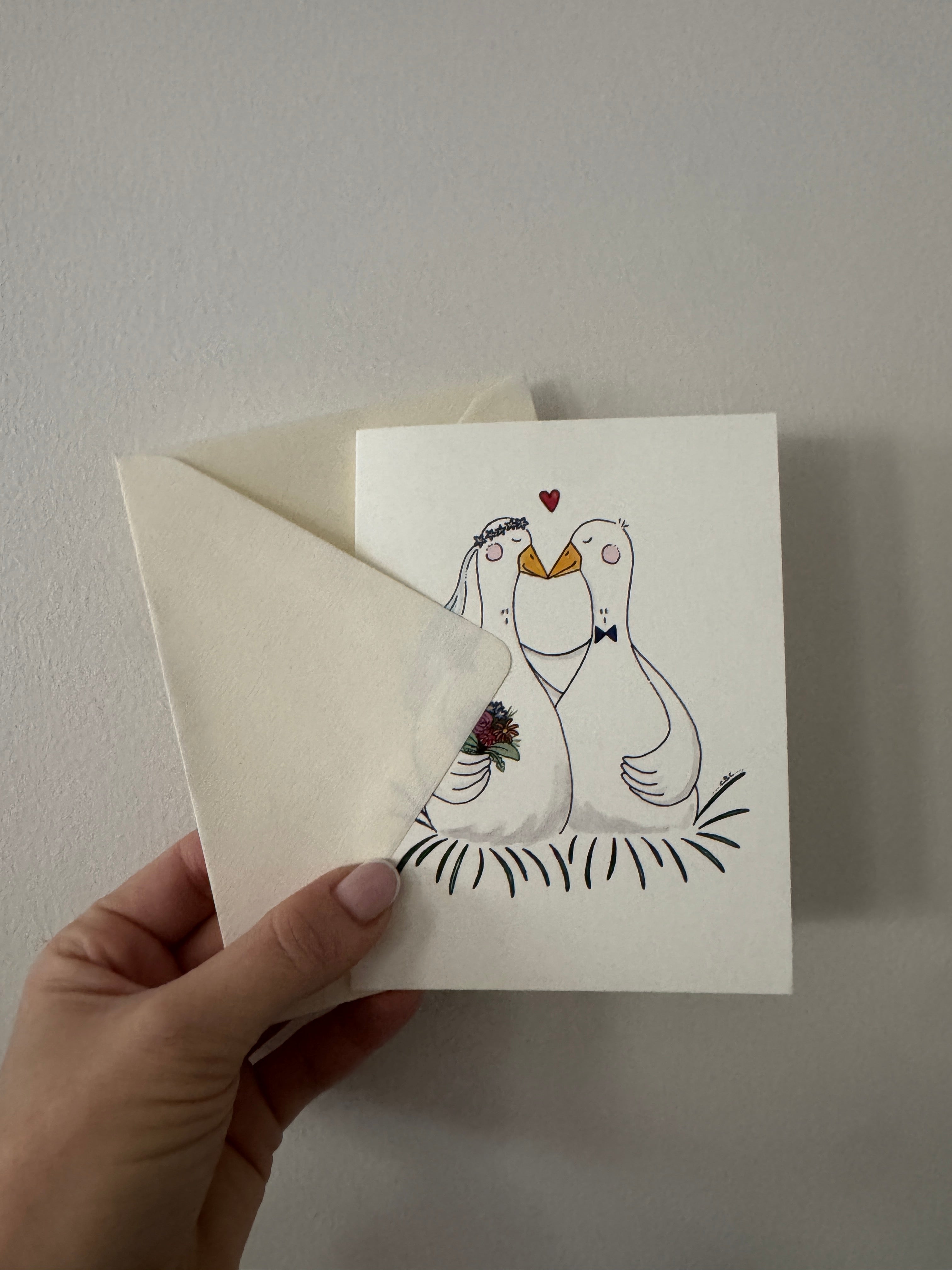 Kort med kuvert - Brudegæs