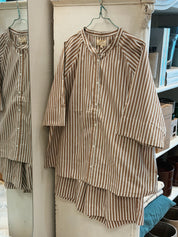 Abu Dhabi skjorte - Coffee wide stripe