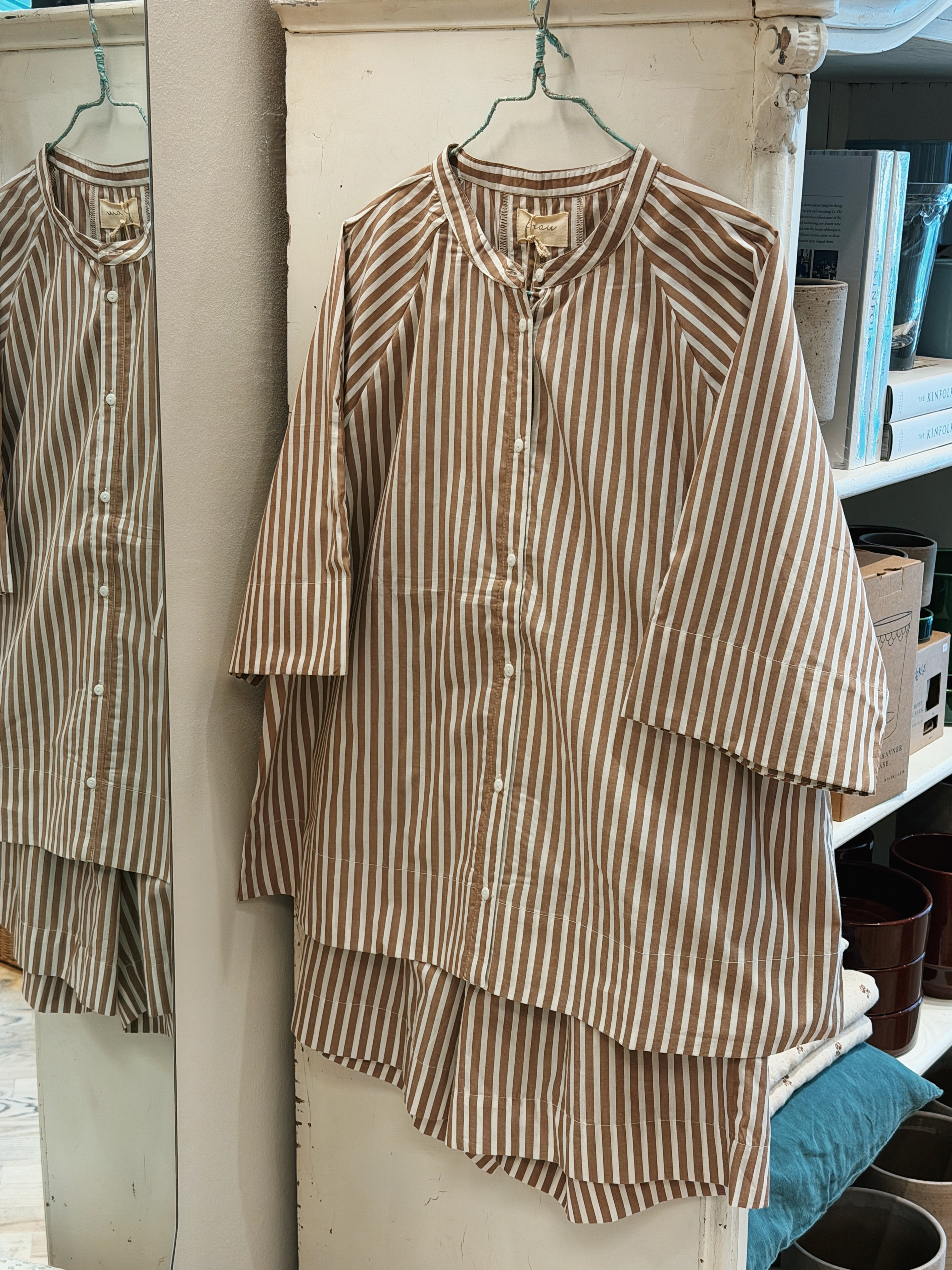 Abu Dhabi skjorte - Coffee wide stripe