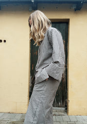 Page soft poplin stripe pants - brown