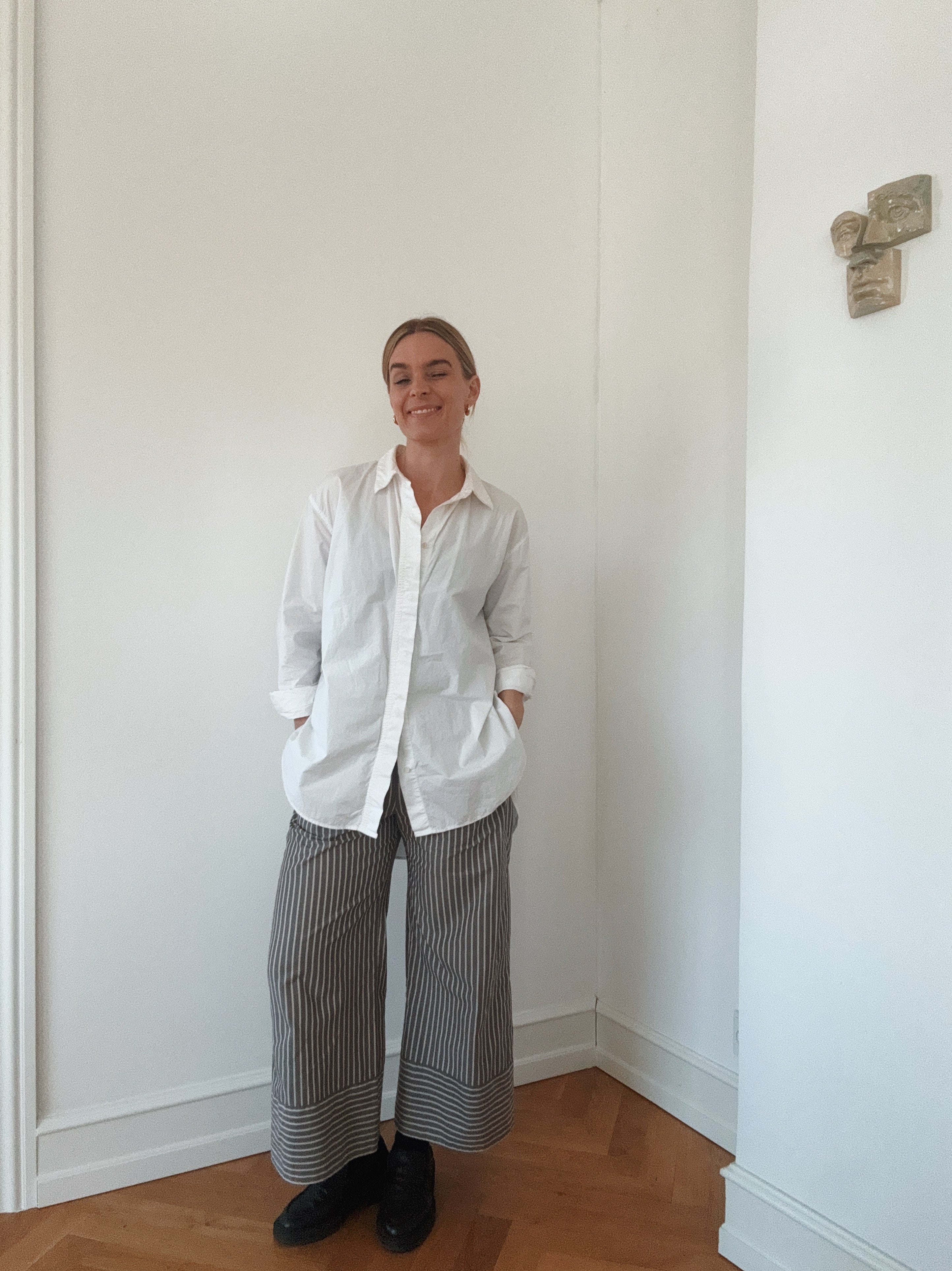 Shelby garment dyed poplin skjorte - hvid