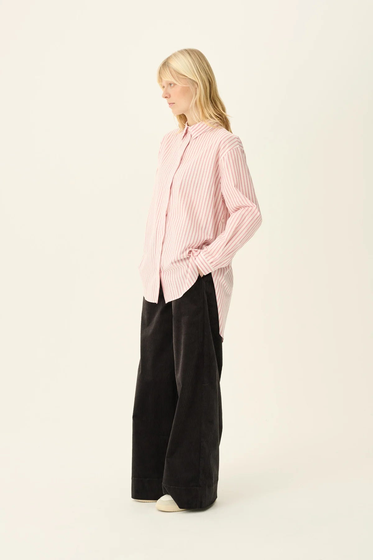 Shelby cotton-silk shirt - Red pink stripe