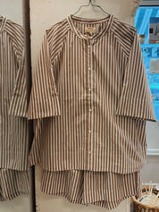 Abu Dhabi skjorte - Coffee wide stripe