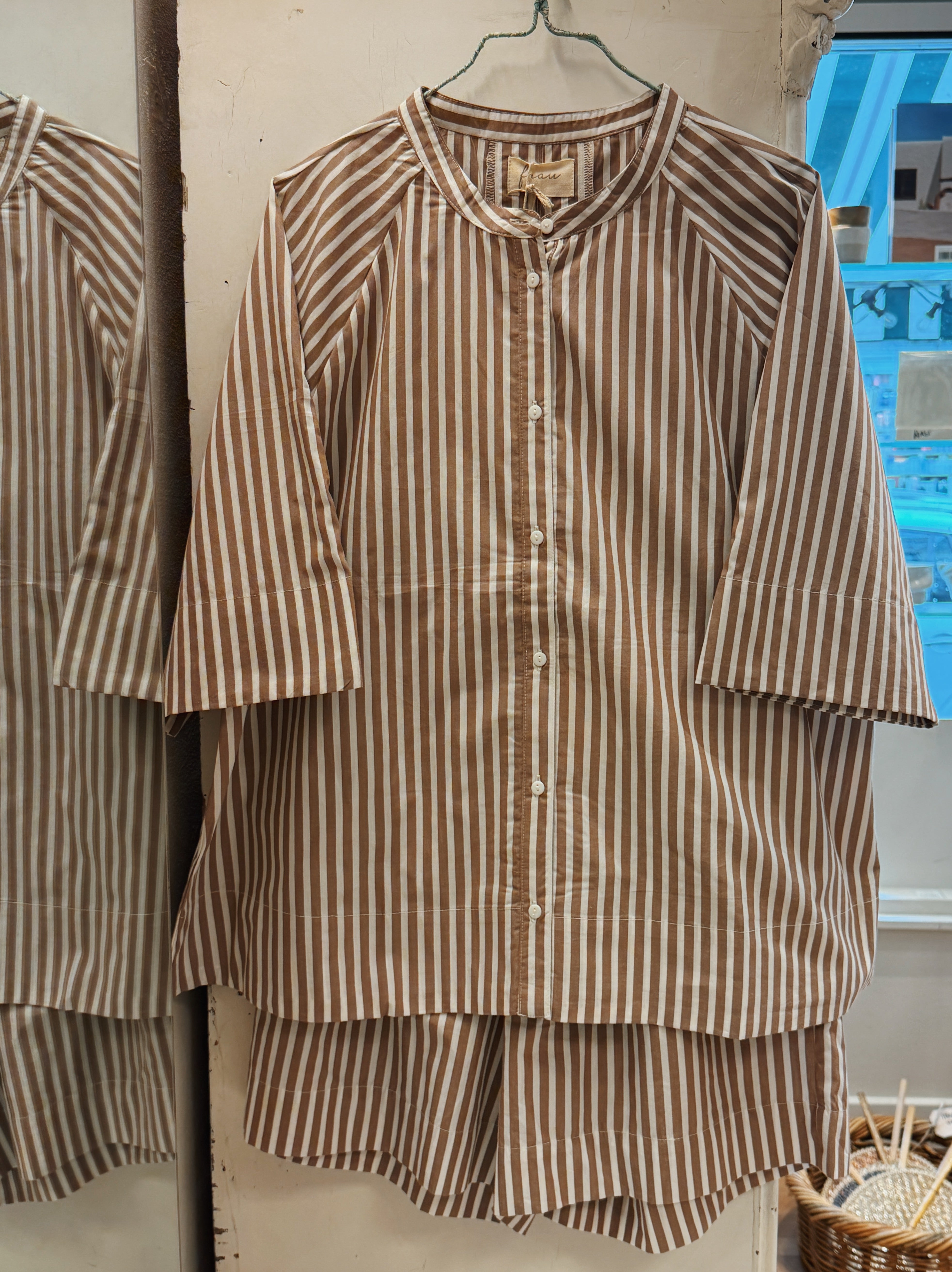 Abu Dhabi skjorte - Coffee wide stripe