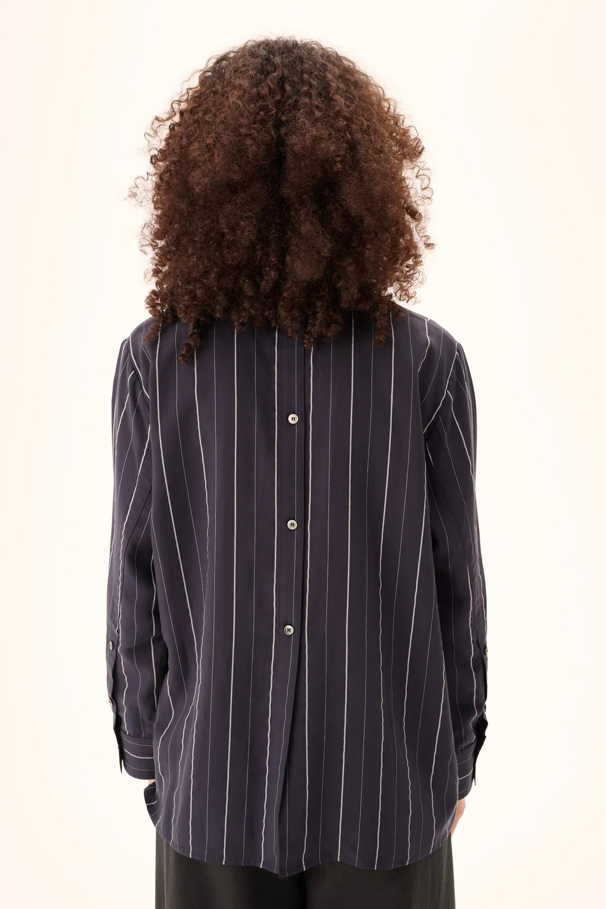 Seira striped tencel shirt - dark navy stripe