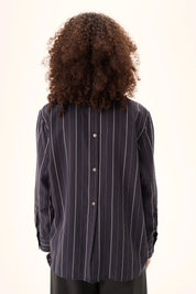 Seira striped tencel shirt - dark navy stripe