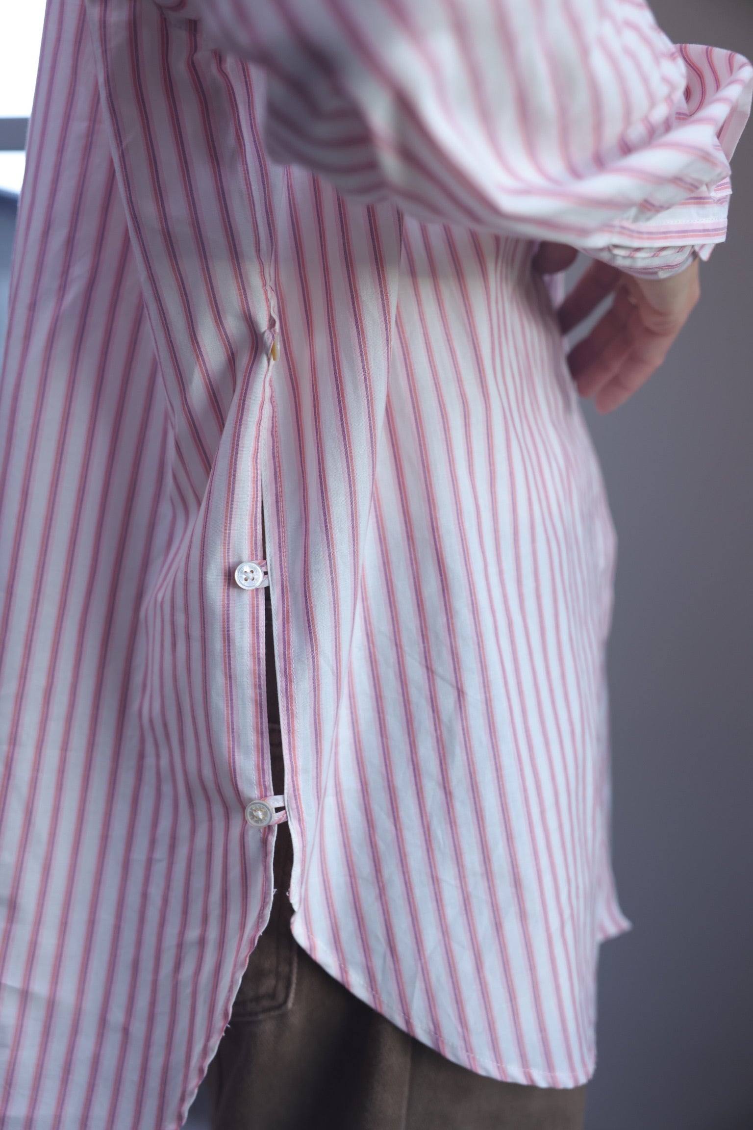 Shelby cotton-silk shirt - Red pink stripe