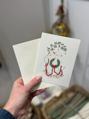 Kort med kuvert - Julegås med krans