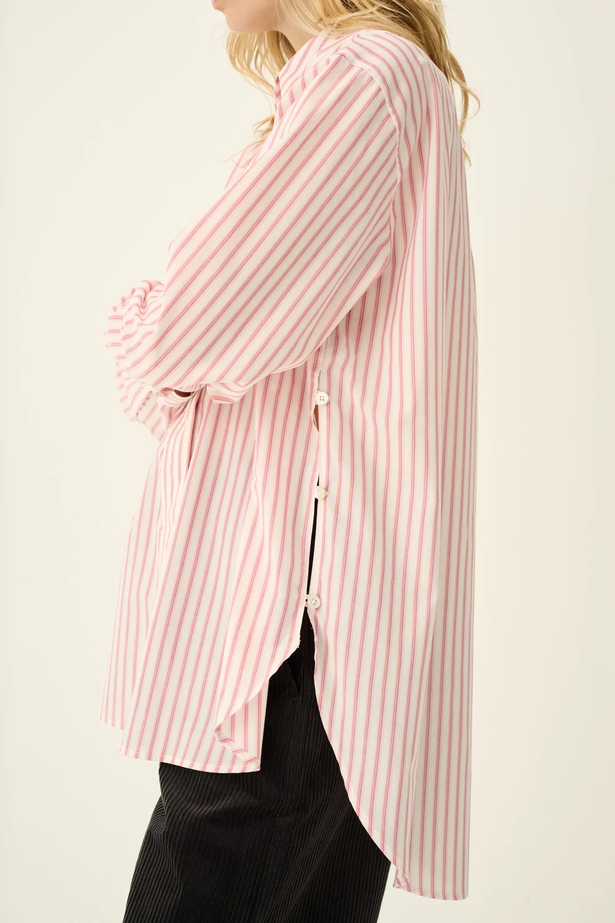 Shelby cotton-silk shirt - Red pink stripe