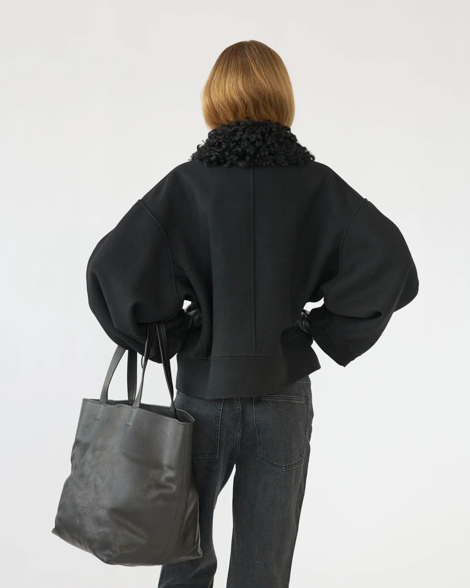 Full grain leather tote bag, Black