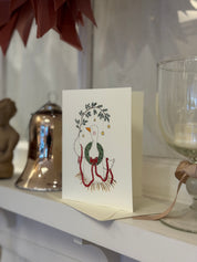 Kort med kuvert - Julegås med krans