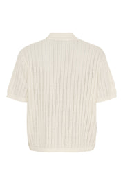 Amelia ss knit polo - White sand