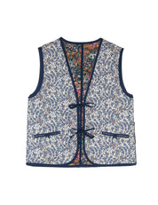 Daisy vendbar vest i liberty - Faria flowers/empress blue
