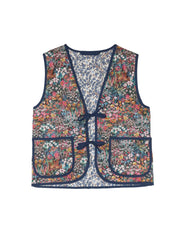Daisy vendbar vest i liberty - Faria flowers/empress blue