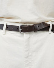 Tränsjö leather belt w/ logo buckle - Dark brown