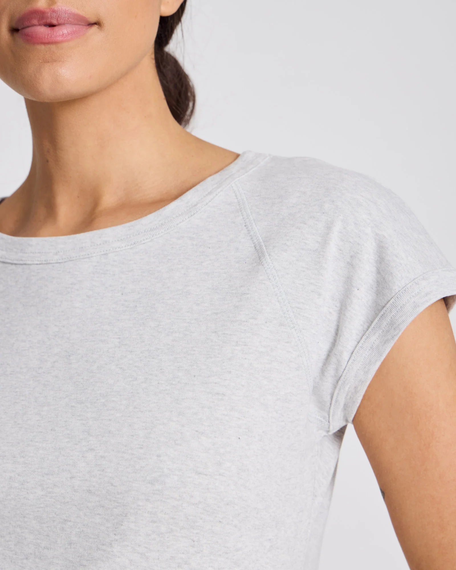 Malou cotton rib t-shirt - light grey melange