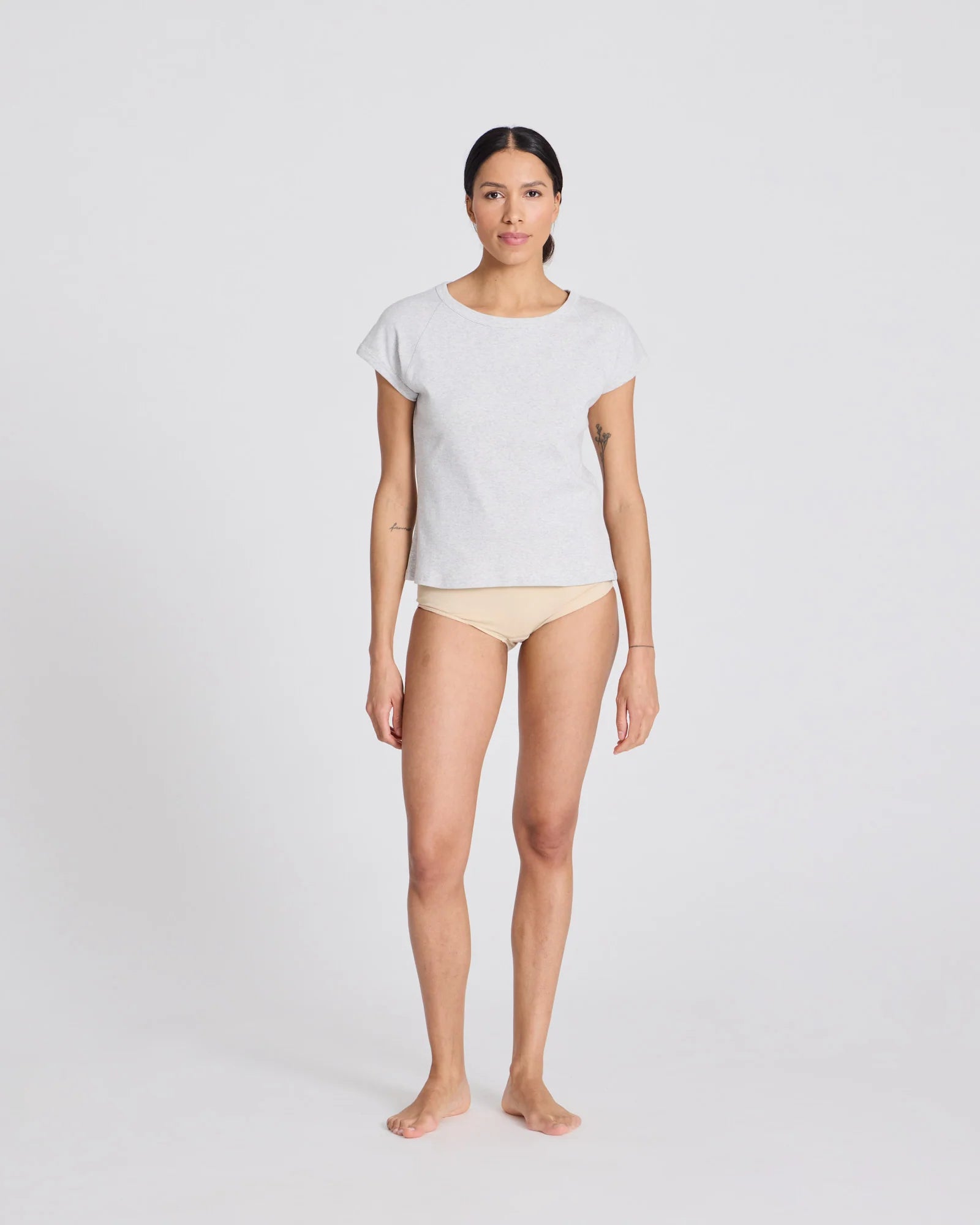Malou cotton rib t-shirt - light grey melange