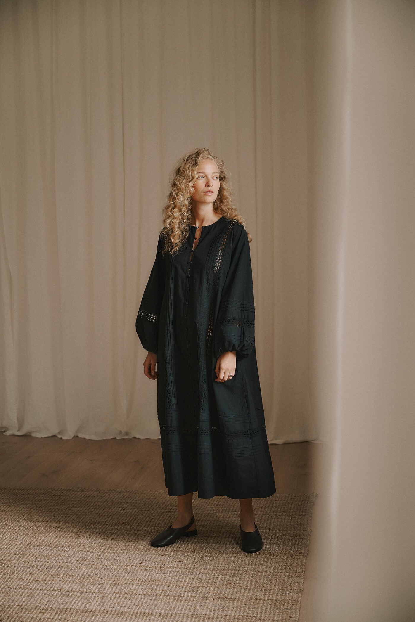 Lily ls shirt dress - Black