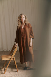 Venizia 7/8 Long dress - Cambridge Brown