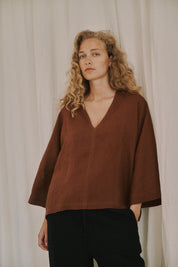 Venizia 7/8 blouse - Cambridge Brown
