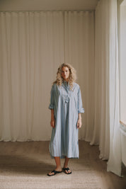 Ella oversize dress - Striped Dusty blue