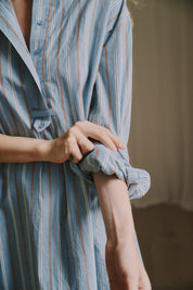 Ella oversize dress - Striped Dusty blue