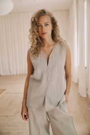 Billie linen vest - oatmeal