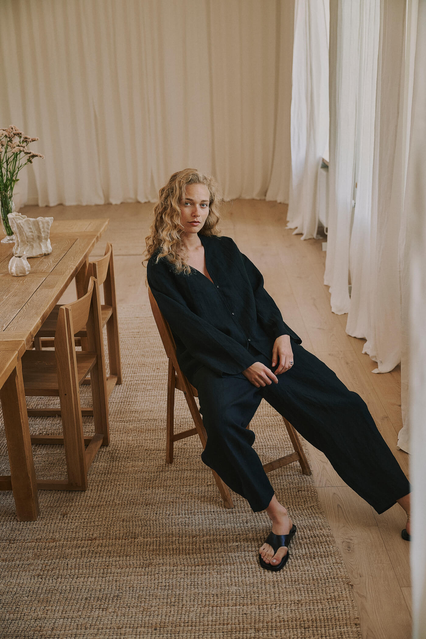 Billie linen jacket - black
