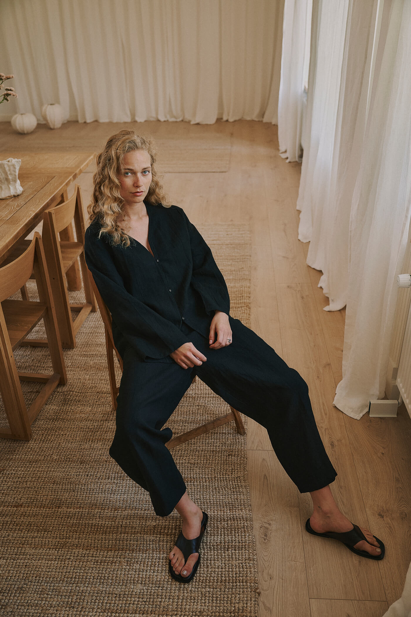 Billie linen jacket - black