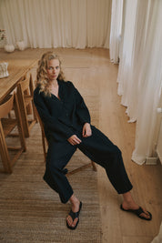 Billie linen jacket - black