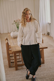 Billie barrel linen pants - black