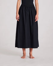 Astrid long skirt poplin - black