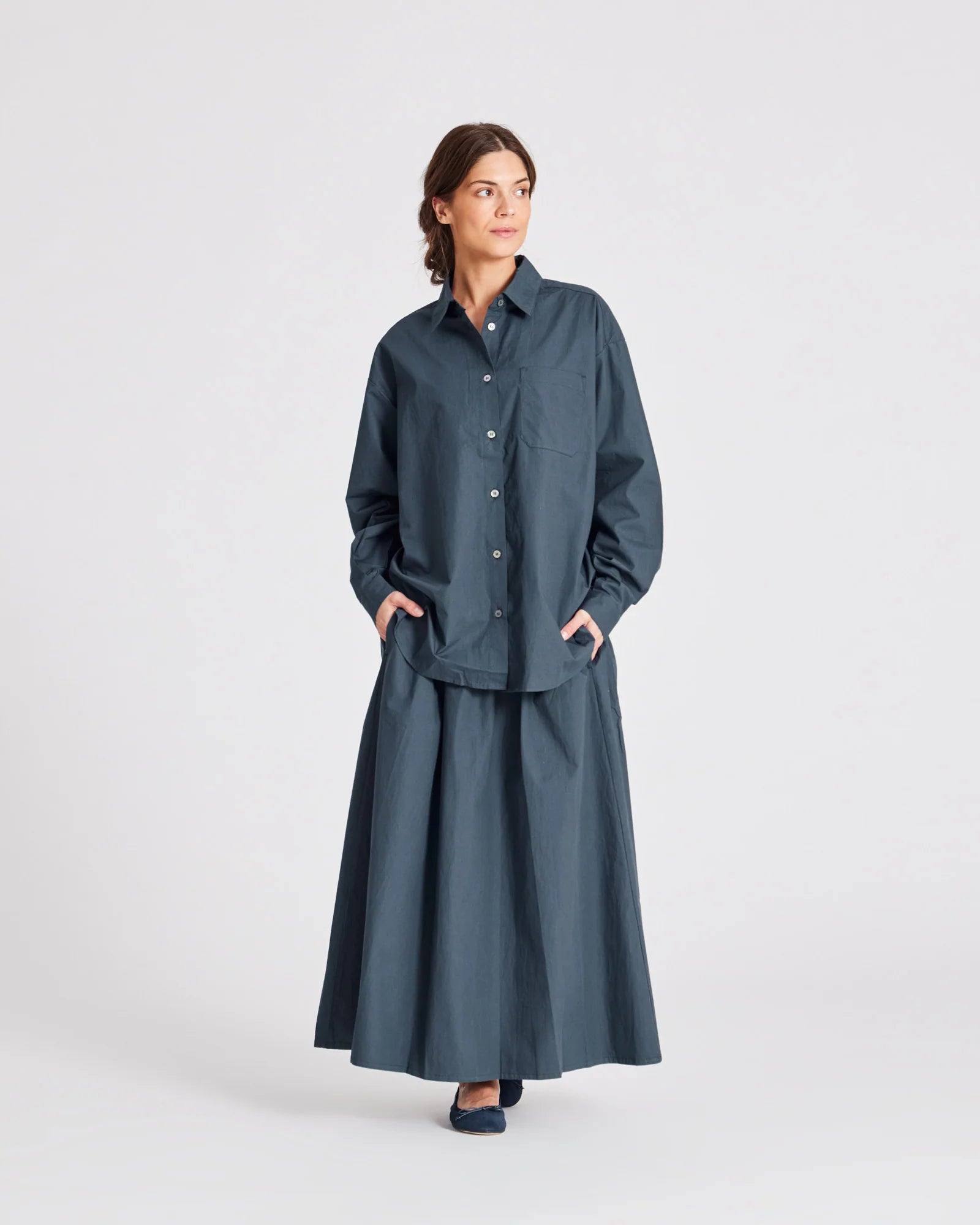 Astrid poplin shirt - Denim blue