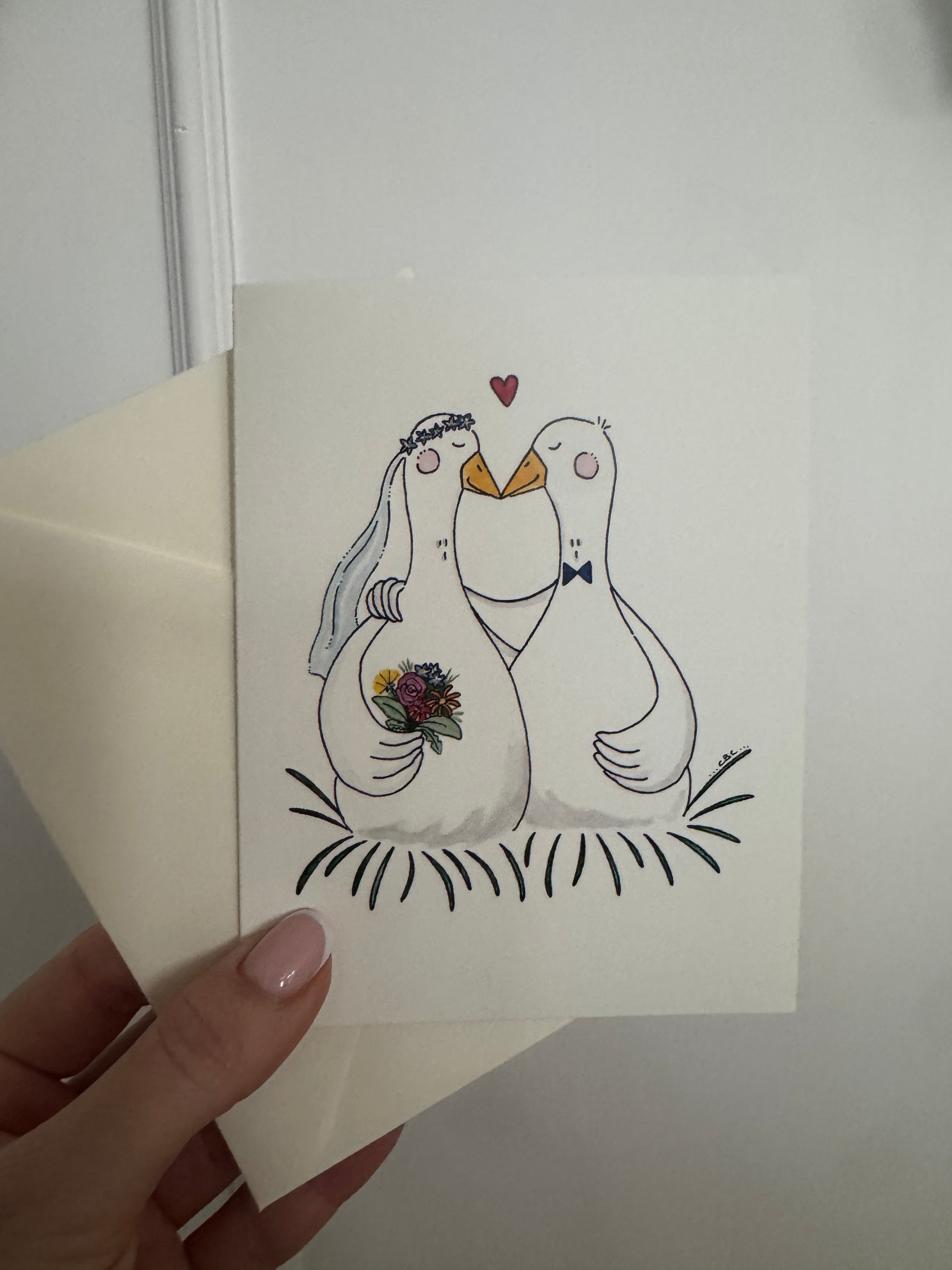 Kort med kuvert - Brudegæs