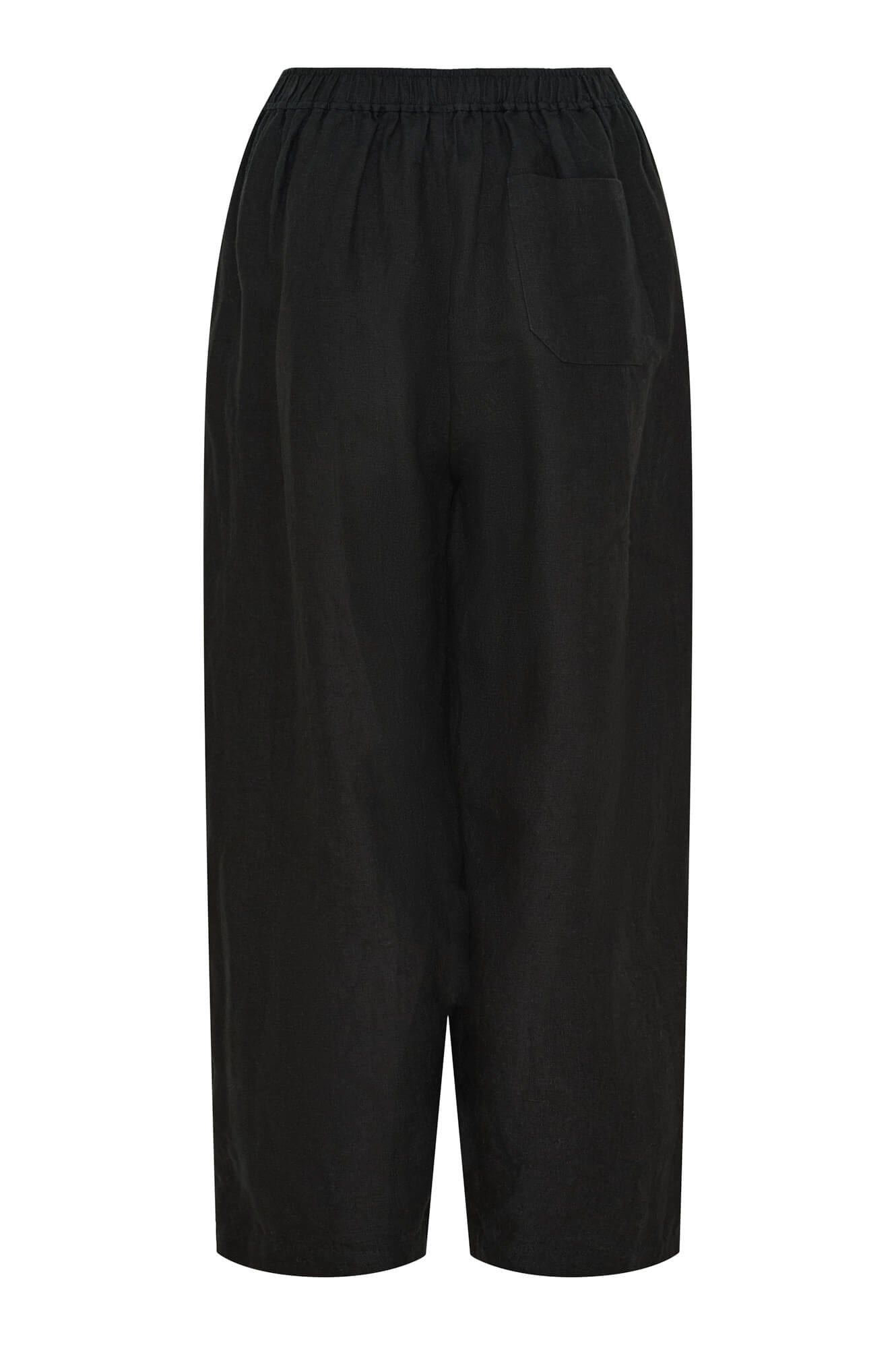 Billie barrel linen pants - black