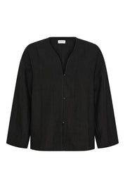 Billie linen jacket - black