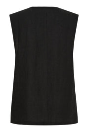 Billie linen vest - black